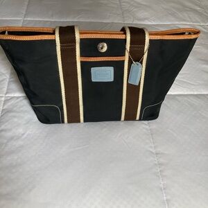EUC Coach Vintage Hampton lunch box Blue/Brown accents with Black nylon body